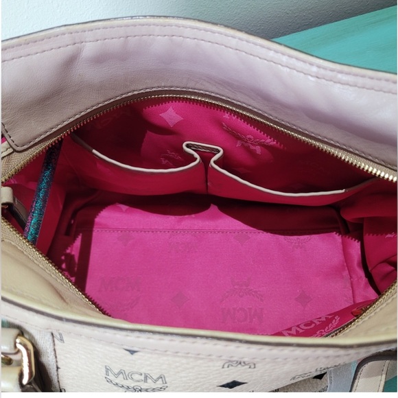 MCM Beige and Pink Shoulder Bag - Picture 2 of 12